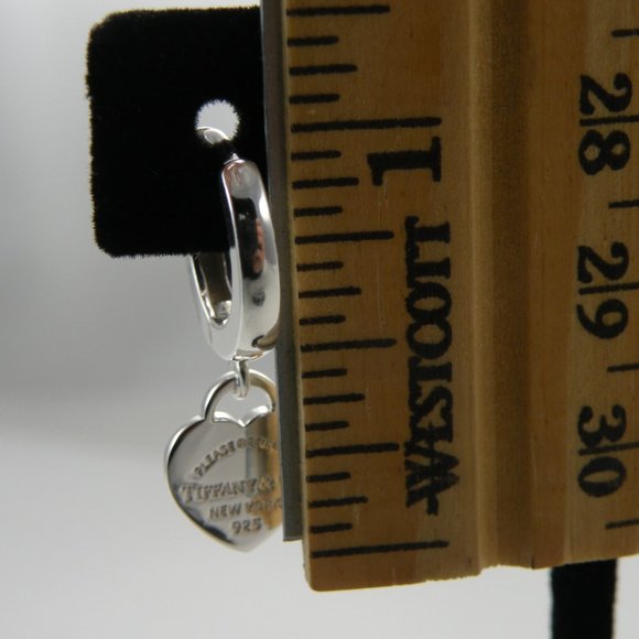 NEW Mini Heart Huggie Hoop Earrings Return to Tiffany & Co Solid Sterling Silver - Picture 4 of 15